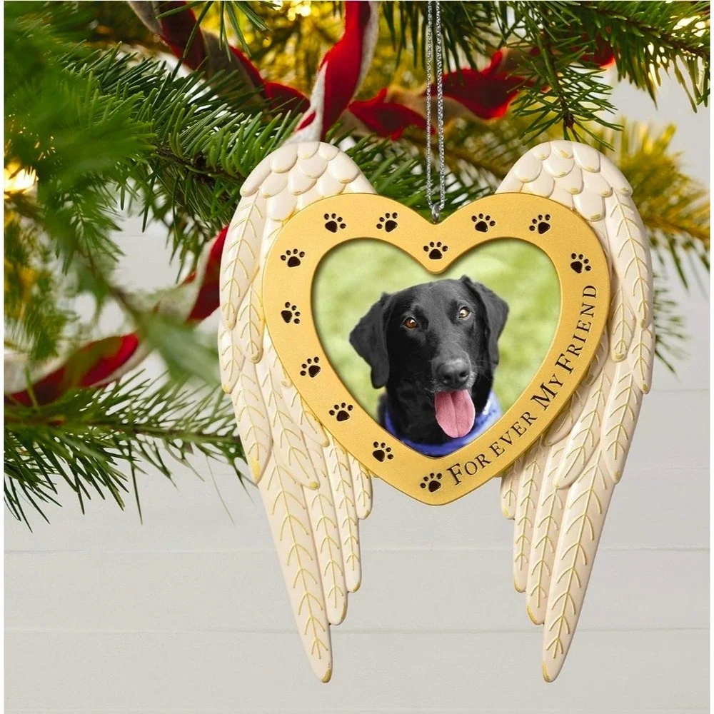 Hallmark 2020 Forever My Friend Angel Wings Heart Pet Memorial Photo Ornament